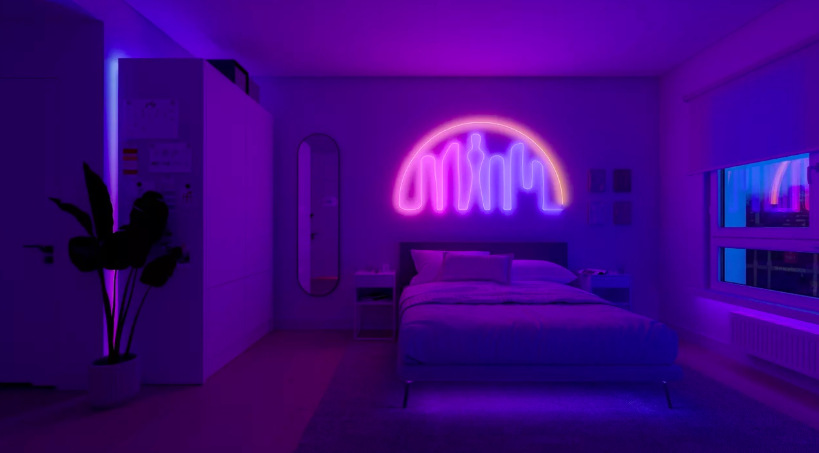 LED pásik Philips Hue Essential RGB, Neon, 5 m LED pásik Philips Hue Essential RGB vytvarovaný do krivky s farebným svetlom