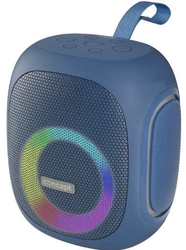 Modrý prenosný reproduktor Concept SoundJoy BR5037 s farebným LED osvetlením a pútkom