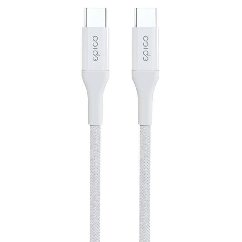 Kábel Epico Braided PD, USB-C/USB-C, 1.2m - biely