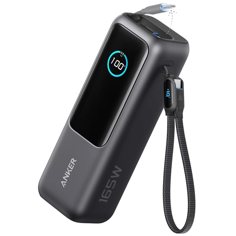 Powerbank Anker 165W Built-In USB-C and Retractable Cable 25000 mAh čierny