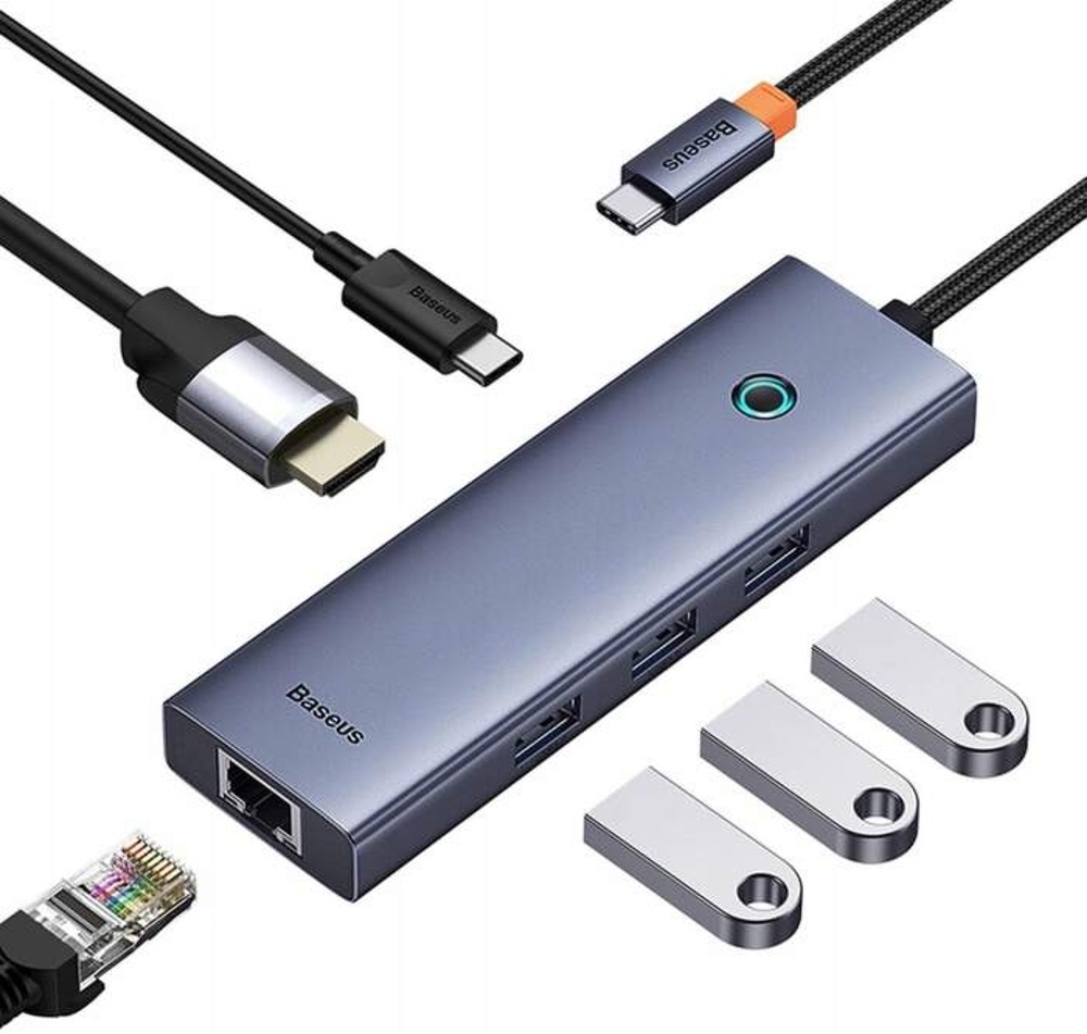 USB Hub Baseus UltraJoy Series 6-Port HUB Docking Station 7813-00 antracitová farba „“