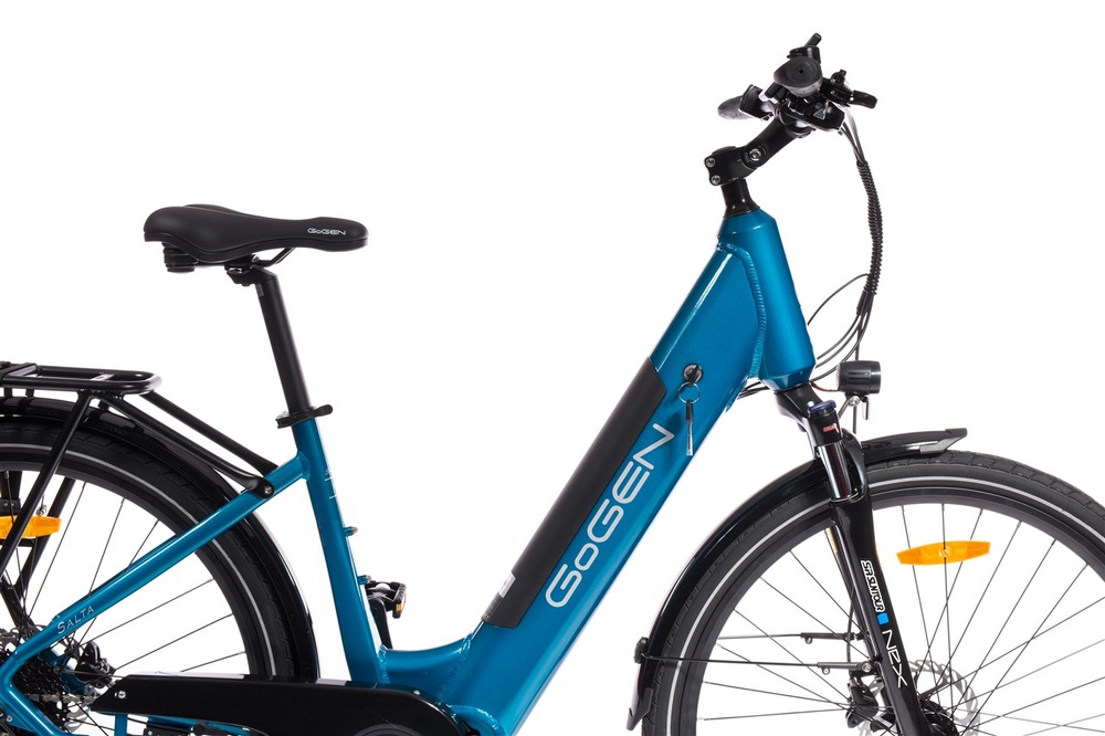 Elektrobicykel GoGEN Salta MX 720 28" 18" 2026 modré/tyrkysové GoGEN Salta MX myslí aj na praktickosť viď zadný nosič a ďalšie prvky