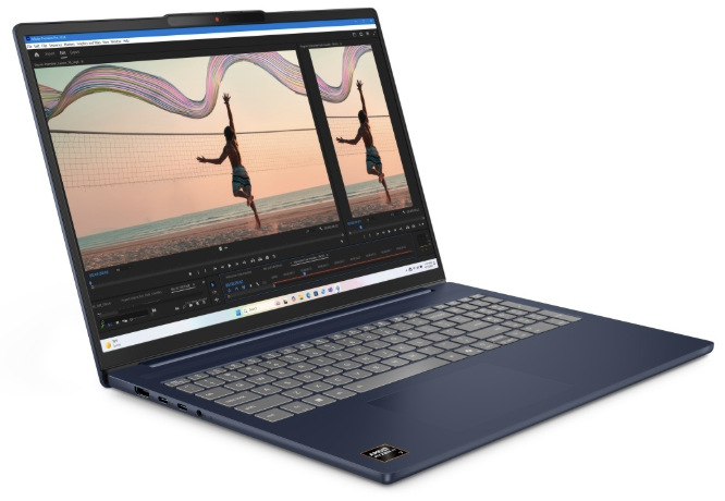 Notebook Lenovo IdeaPad Slim 5 16AKP10 s programom pre strih videa na displeji