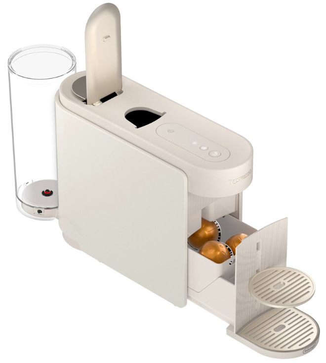 Detail otvoreného zásobníka kapsúl kávovaru DeLonghi Nespresso Vertuo Up ENV200.W