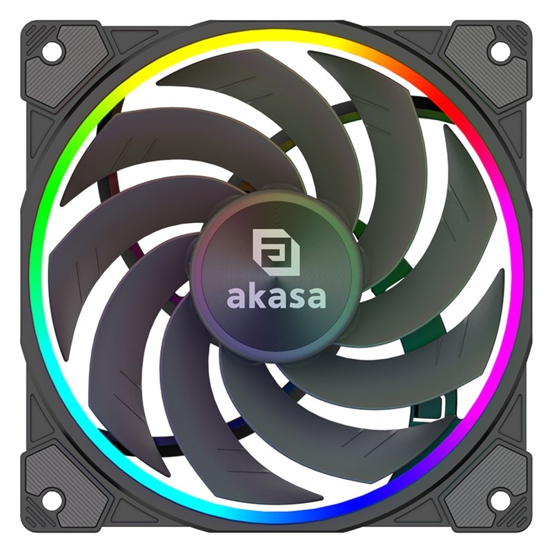 Ventilátor AKASA SOHO AR12 Reverse Blade, 120 mm, ARGB, PWM, čierna farba.