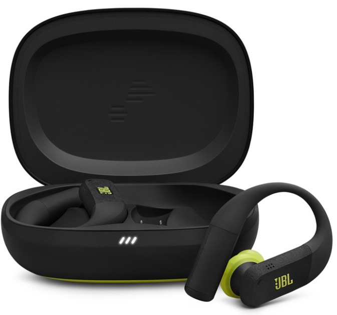 Bezdrôtové športové slúchadlá JBL Endurance Peak 4 v čierno-žltej farbe s nabíjacím puzdrom