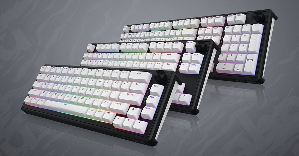 Klávesnica radu HATOR Skyfall Wireless v troch veľkostiach s RGB podsvietením