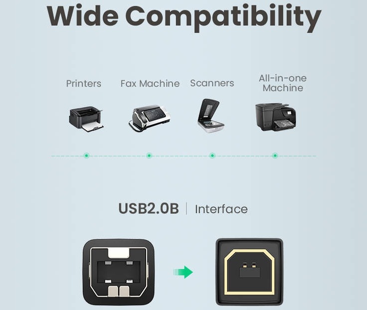 Kábel UGREEN USB/USB-B, 3m čierny UGREEN USB/USB-B, 3 m, čierna