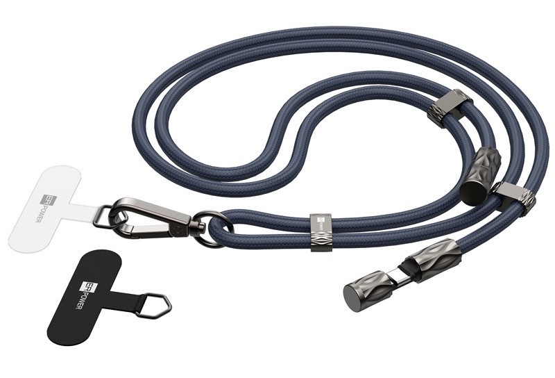 Popruh na krk ER Power s integrovaným USB-C káblom, modrá farba