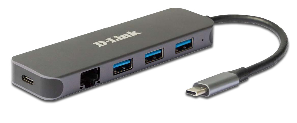 USB Hub D-Link 5v1 z USB-C na Gigabit Ethernet a funkciou Power Delivery sivý USB Hub D-Link 5v1 z USB-C na Gigabit Ethernet a funkciou Power Delivery sivý