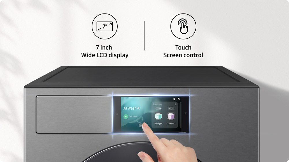 Práčka Samsung Bespoke WF90F09C4SU4 strieborná Práčka Samsung WF90F09C4SU4 - dotykový displej