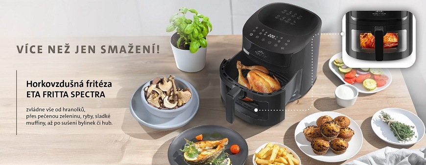 Fritéza teplovzdušná ETA Fritta Spectra 6168 90000 čierna fritéza ETA Fritta Spectra, funkce