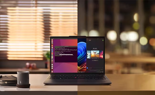 Funkcia Copilot+ na displeji laptopu Lenovo ThinkPad P14s Gen 6″ width=