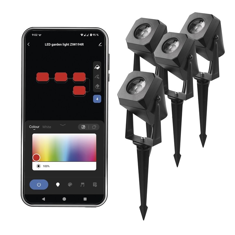 Vonkajšie svietidlo EMOS GoSmart, 7 W, Štart sada RGB (4 ks) - čierne