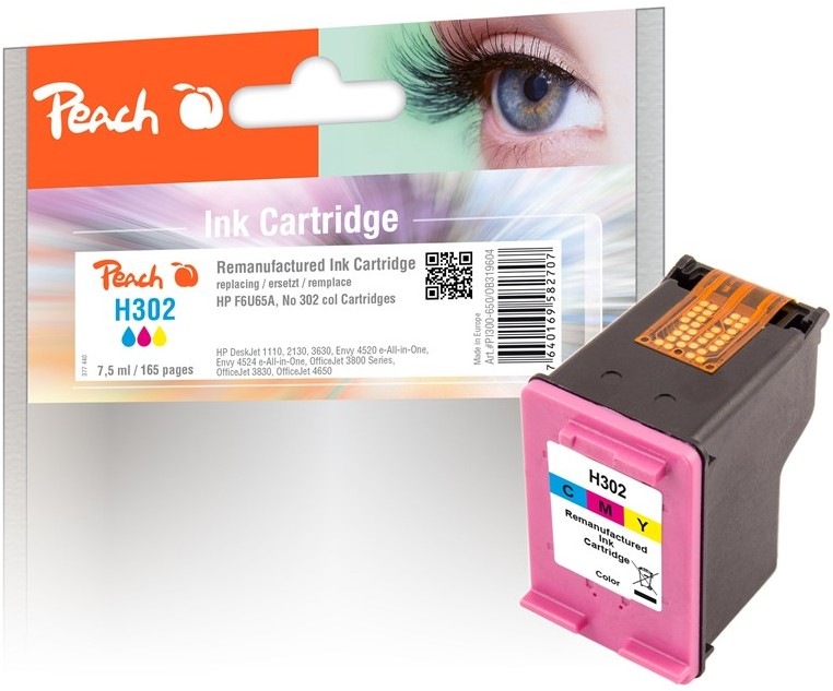 CMY atramentová náplň Peach HP 302 s výťažnosťou 165 strán