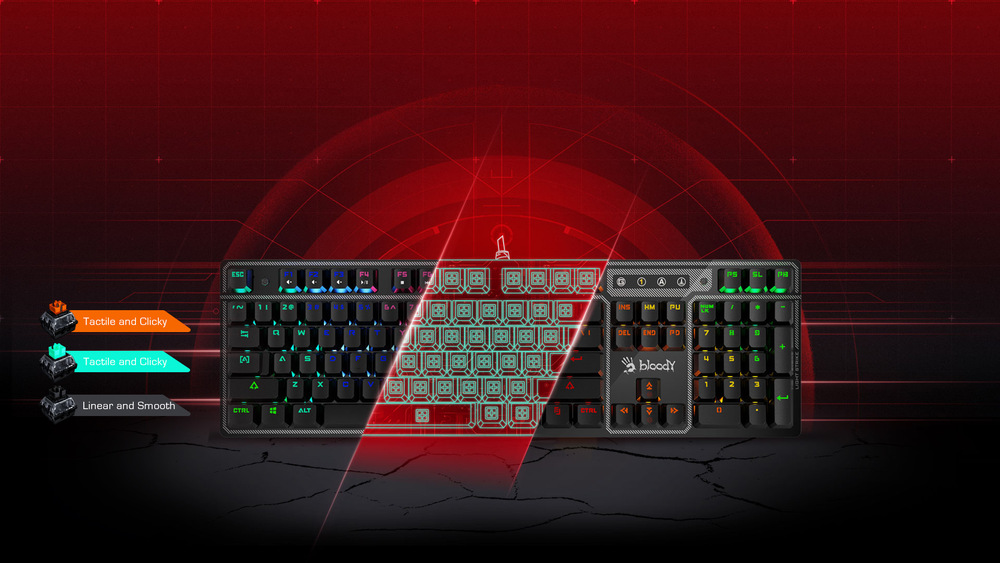 Klávesnica A4Tech Bloody B750N, Green Switch, USB, CZ/SK layout čierna Klávesnica A4Tech Bloody B750N, Green Switch, USB, CZ/SK layout čierna