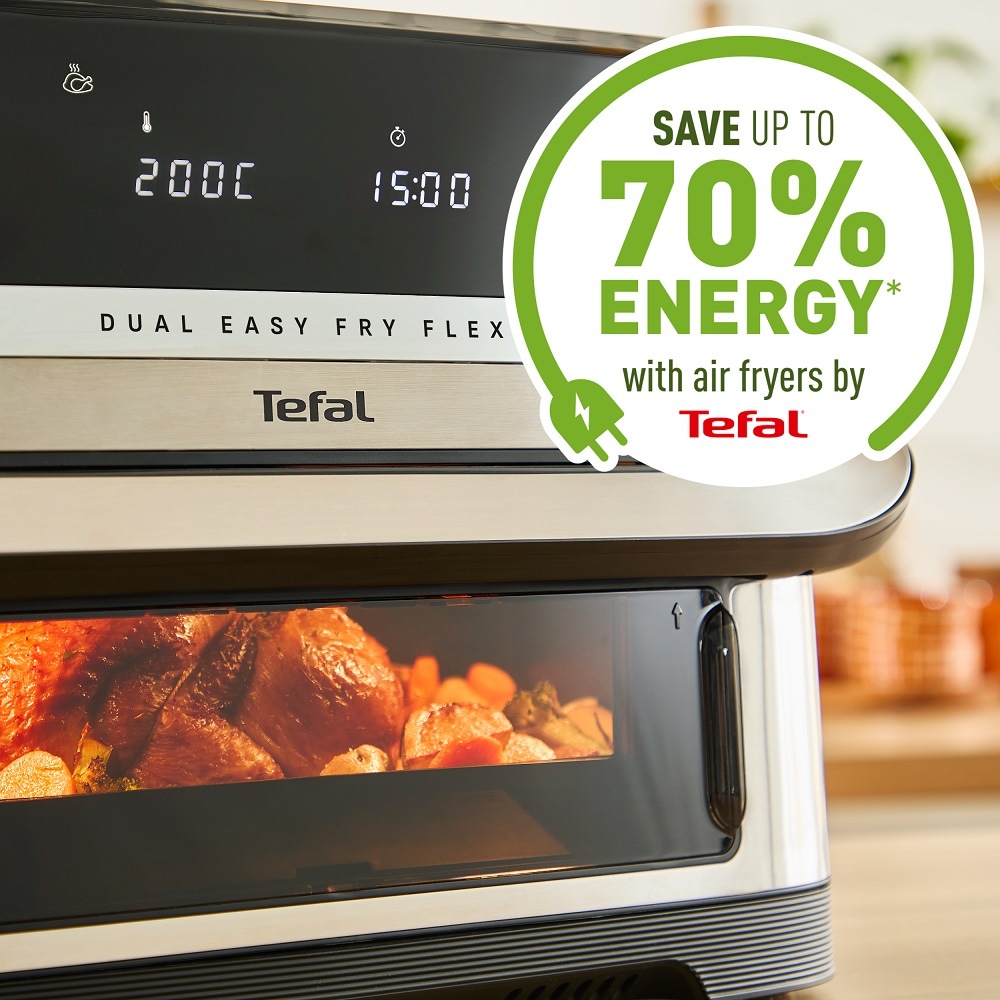Až 70% úspora energie s teplovzdušnou fritézou Tefal EY922DE0 Dual Easy Fry Flex