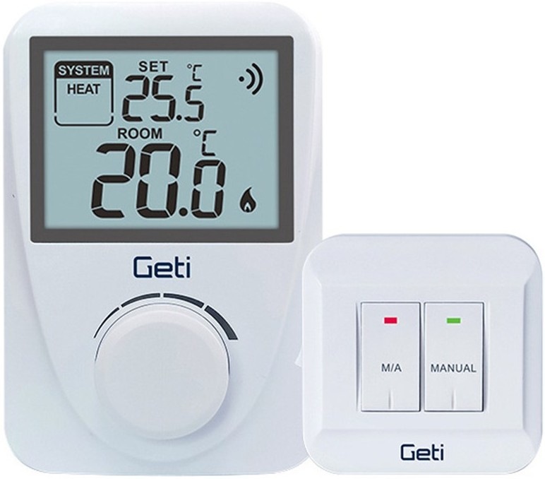 Termostat Geti GRT02, bezdrôtový - biely