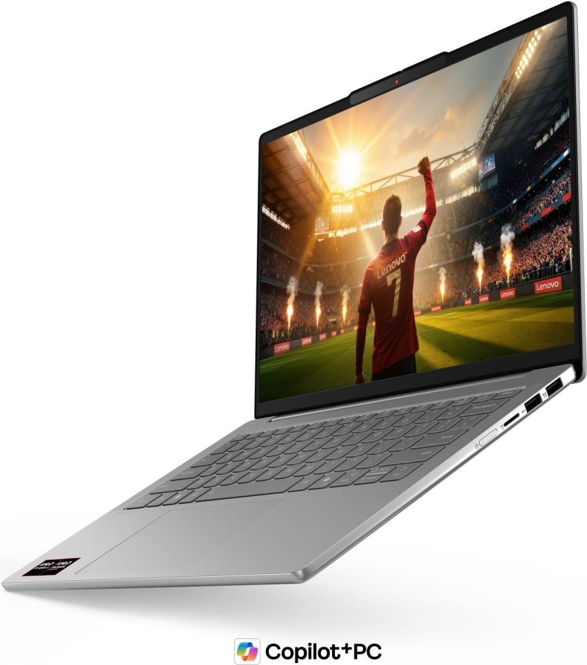 Notebook Lenovo IdeaPad Slim 5 14AHP11 sivý Pohľad šikmo zľava na IdeaPad Slim 5 s veľkou obrazovkou