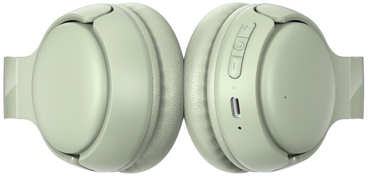 Slúchadlá HONOR CHOICE Headphones Lite zelená Detail ovládacích tlačidiel hlasitosti a USB-C portu na náušníku slúchadiel.