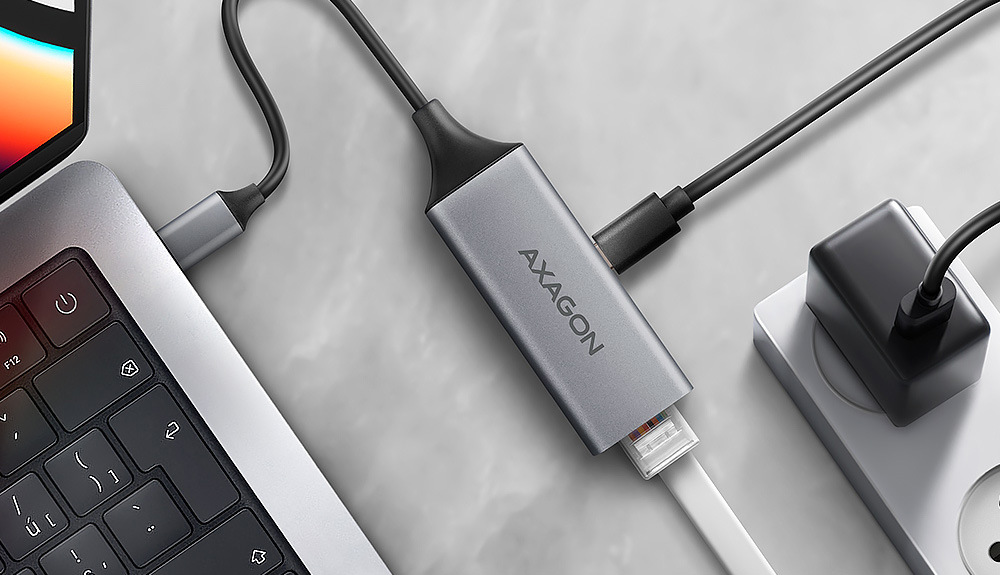 Sieťová karta Axagon USB-C 3.2 Gen 1 - Gigabit Ethernet sivá