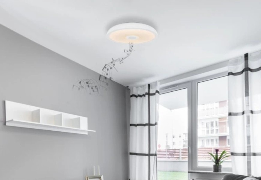 LED stropné svietidlo GLOBO RAFFY 41366W biele Stropné svietidlo GLOBO RAFFY 41366W s integrovaným Bluetooth reproduktorom
