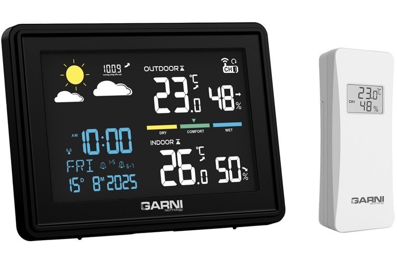 Meteostanica GARNI s farebným displejom, bezdrôtový prenos až 60 m