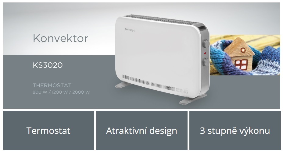 Teplovzdušný konvektor Concept KS3020 biely
