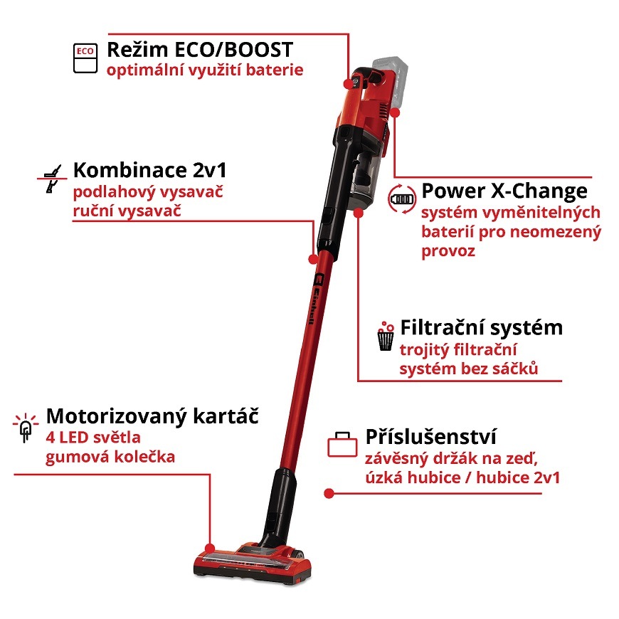 Tyčový vysávač Einhell TE-SV 18 Li-Solo (bez batérie) 2347180