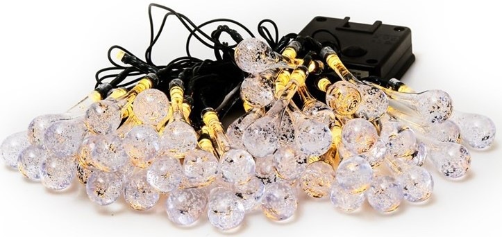 Vonkajšie svietidlo IMMAX LED solárna dekoračná reťaz DROP, 100xLED, IP65, teplá biela, 10m - priehľadné