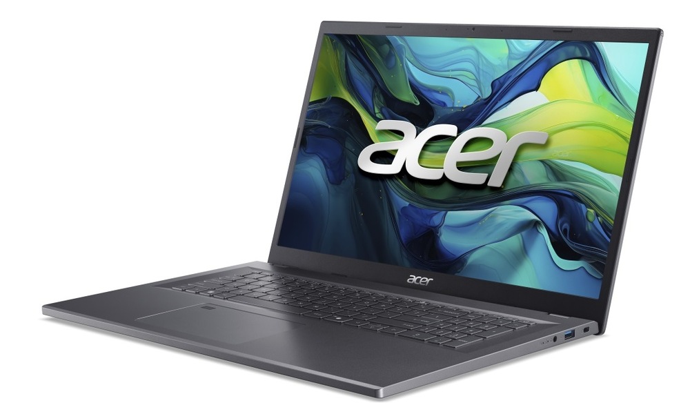 Notebook Acer Aspire 17 (A17-51M-753U) sivý Otvorený a zapnutý notebook Acer Aspire 17 (A17-51M-753U) otočený doľava