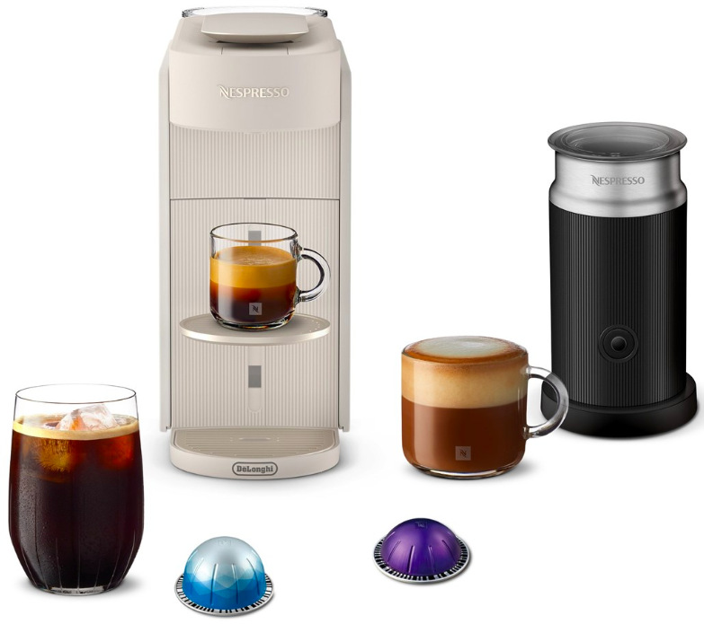 Kapsulový kávovar De'Longhi Nespresso Vertuo Up Bundle ENW200.WAE biele Kávovar DeLonghi Nespresso Vertuo Up Bundle ENV200.WAE s Aeroccino 3 a pripravenými nápojmi