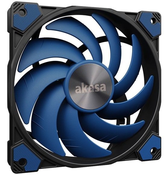 Ventilátor AKASA ALUCIA SC12, 120 mm modrý Detail obrázku ventilátora.