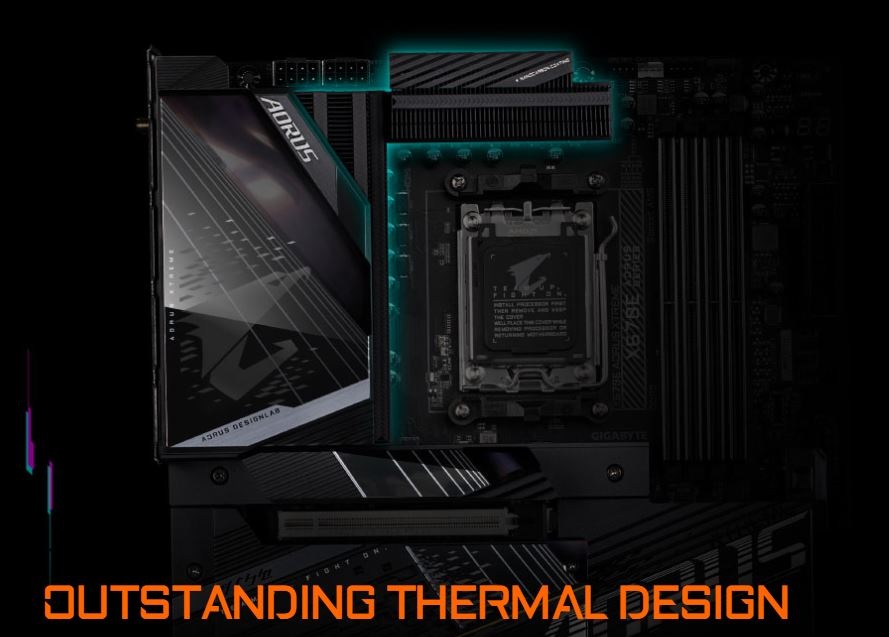 Základná doska GIGABYTE X670E AORUS XTREME Lifestylové foto MB Gigabyte X670 AORUS XTREME s chladením