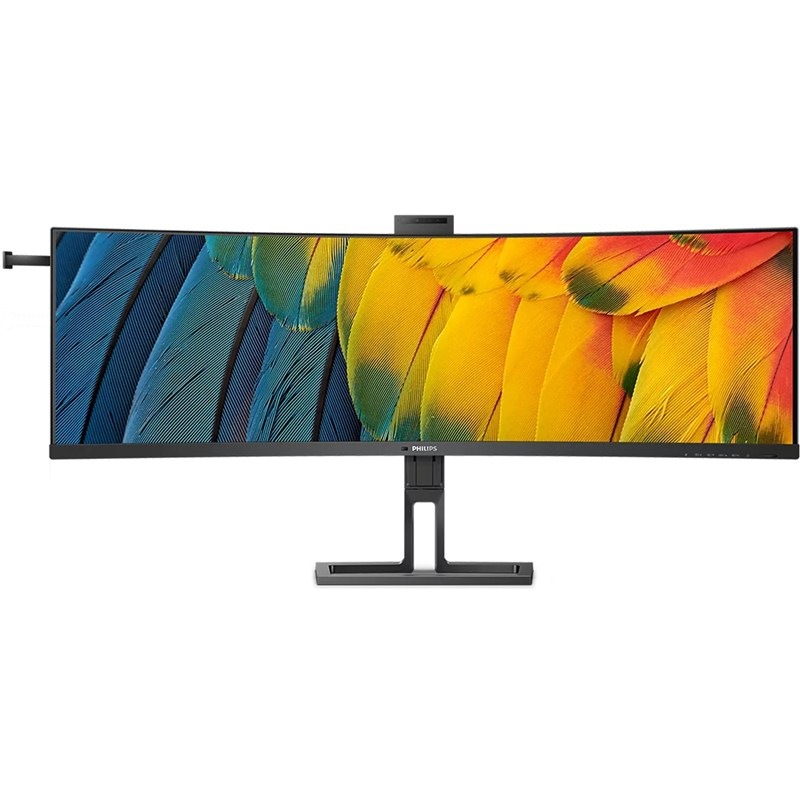 Zakrivený monitor Philips v čiernej farbe.