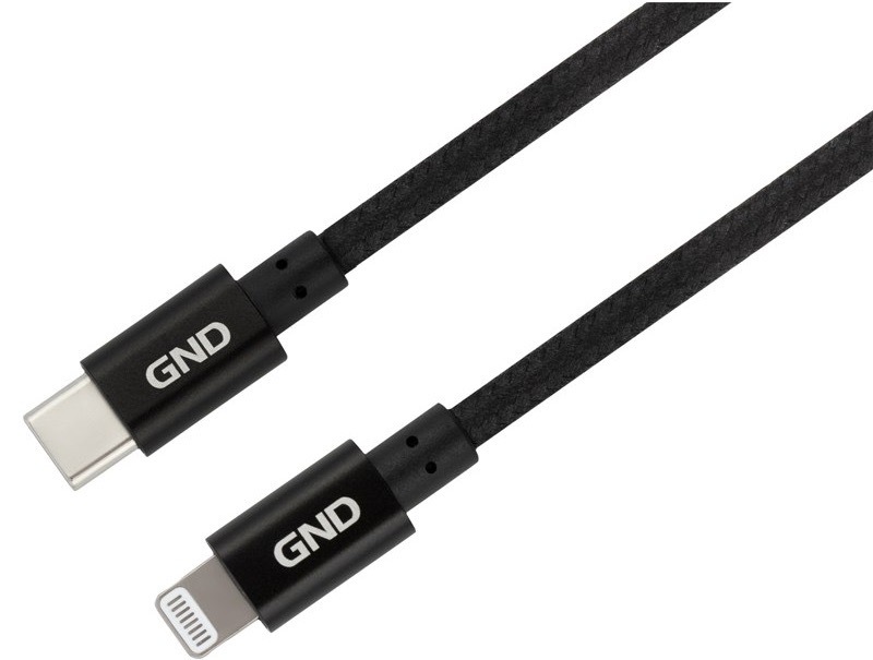 Kábel GND USB-C / Lightning, MFI, opletený, 1m čierny