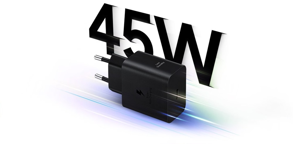 Nabíjačka do siete Samsung 45W, USB-C čierna Nabíjačka so znázornením výkonu 45 W - čierna farba