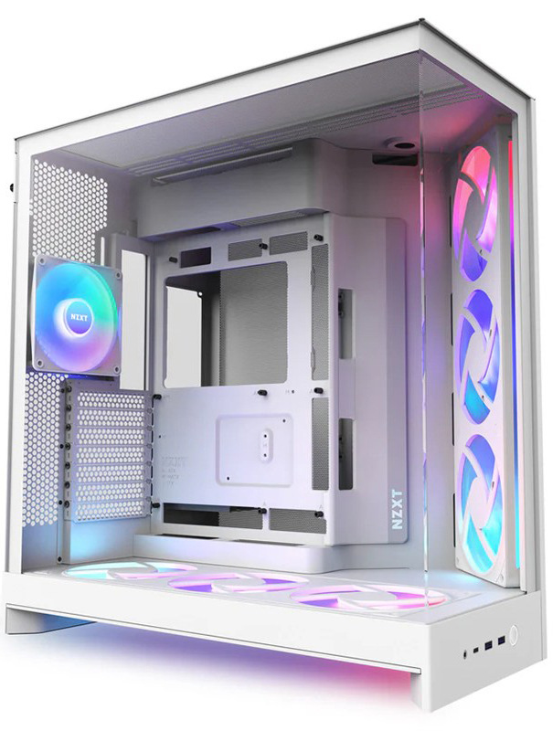 Počítačová skriňa NZXT H9 Flow RGB+ s RGB podsvietením, biela farba