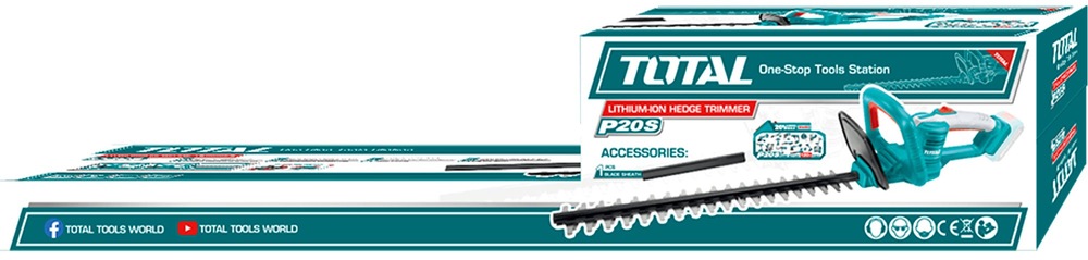 Nožnice na živý plot Total tools THTLI20018 (bez baterie) Nožnice na živý plot Total Tools THTLI20018 disponujú dlhou lištou 45 cm