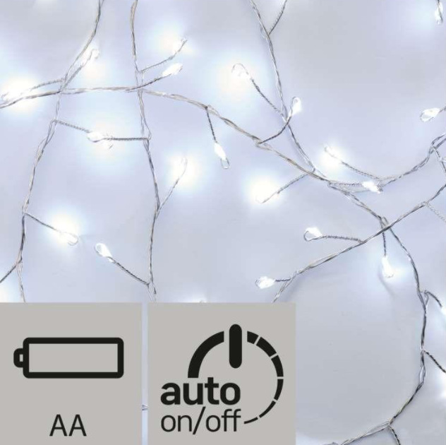 Vianočné osvetlenie EMOS 100 LED nano reťaz - ježko, 2,4 m, 3x AA, vnútorná, studená biela, časovač Vianočné osvetlenie EMOS 100 LED nano reťaz - ježko, 2,4 m, 3x AA, vnútorná, studená biela, časovač