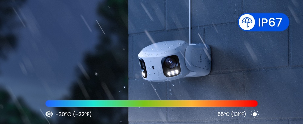 IP kamera Reolink RP-PCT8MD SMB PoE biela Odolné prevedenie IP67 chráni kameru proti vode, prachu a zaisťuje spoľahlivú prevádzku v každom počasí.