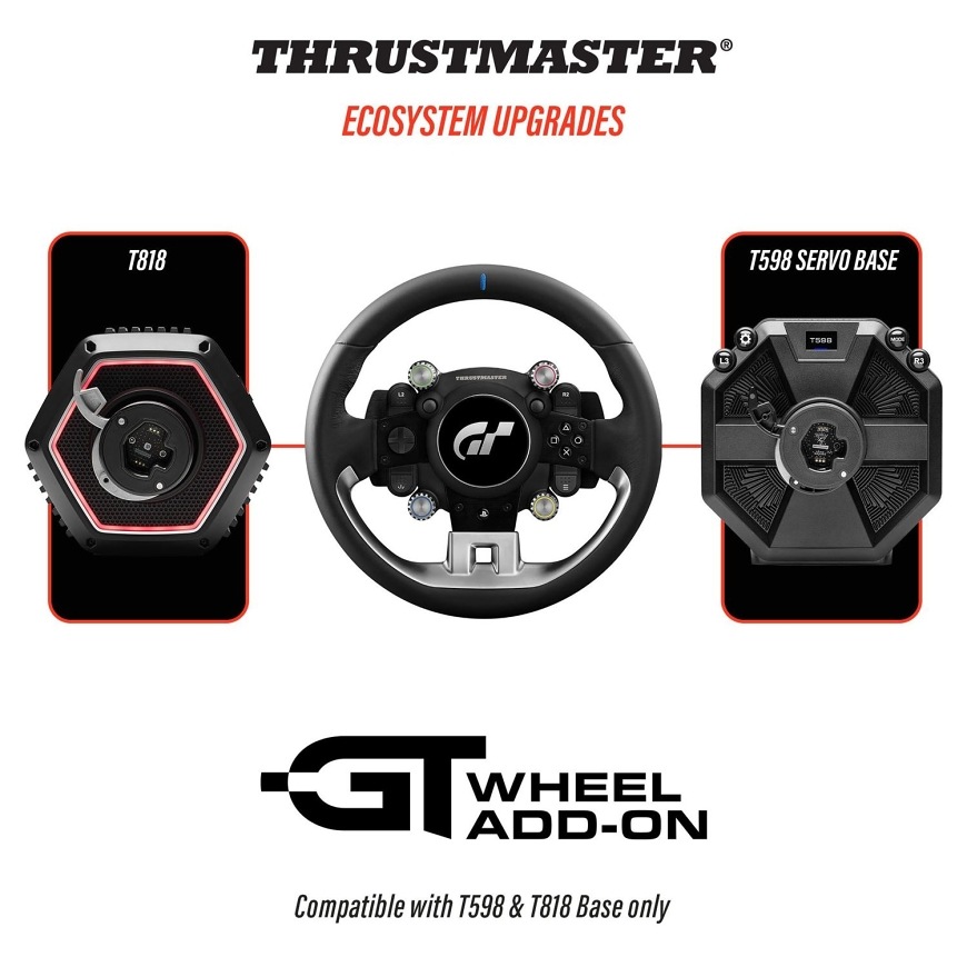 Volant Thrustmaster GT Wheel Add-on pro PC , PS5/4 čierny Schéma kompatibility venca s bázami T598 a T818