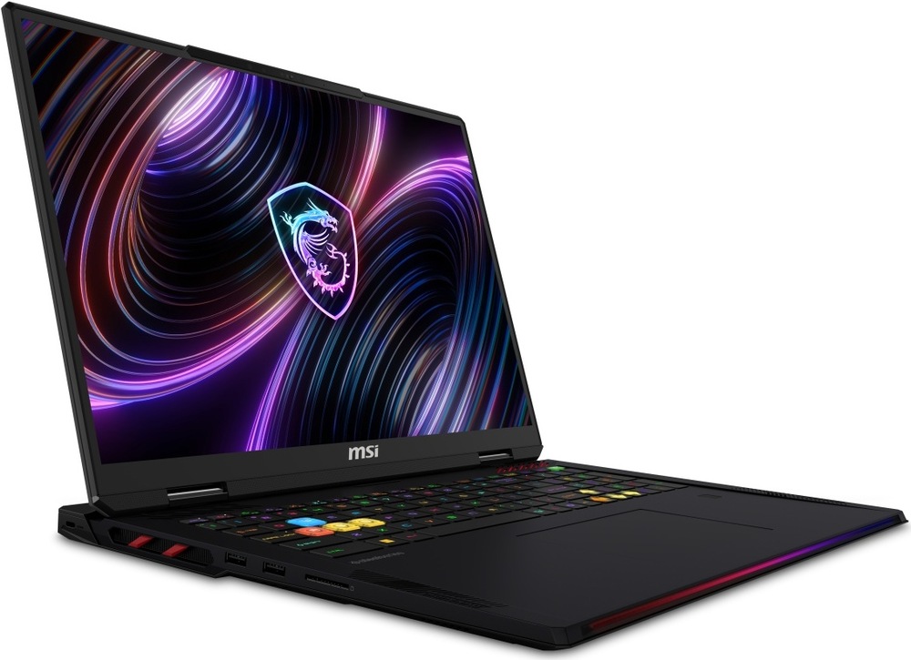 Notebook MSI Raider 18 Max HX A2WI-1042CZ čierny Pohľad na herný notebook Raider 18 Max HX A2W z ľavého predného uhla