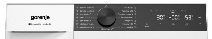 ovládací panel práčky Gorenje W494A1 UltraClean v čiernej farbe v slovenskom jazyku
