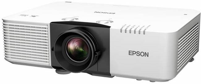 Projektor Epson EB-L690U biely Predný pohľad na projektor Epson EB-L690U s laserovým zdrojom a centrálne umiestneným objektívom