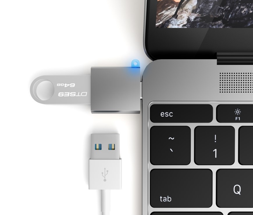 Redukcia Satechi USB 3.0/USB-C - šedá