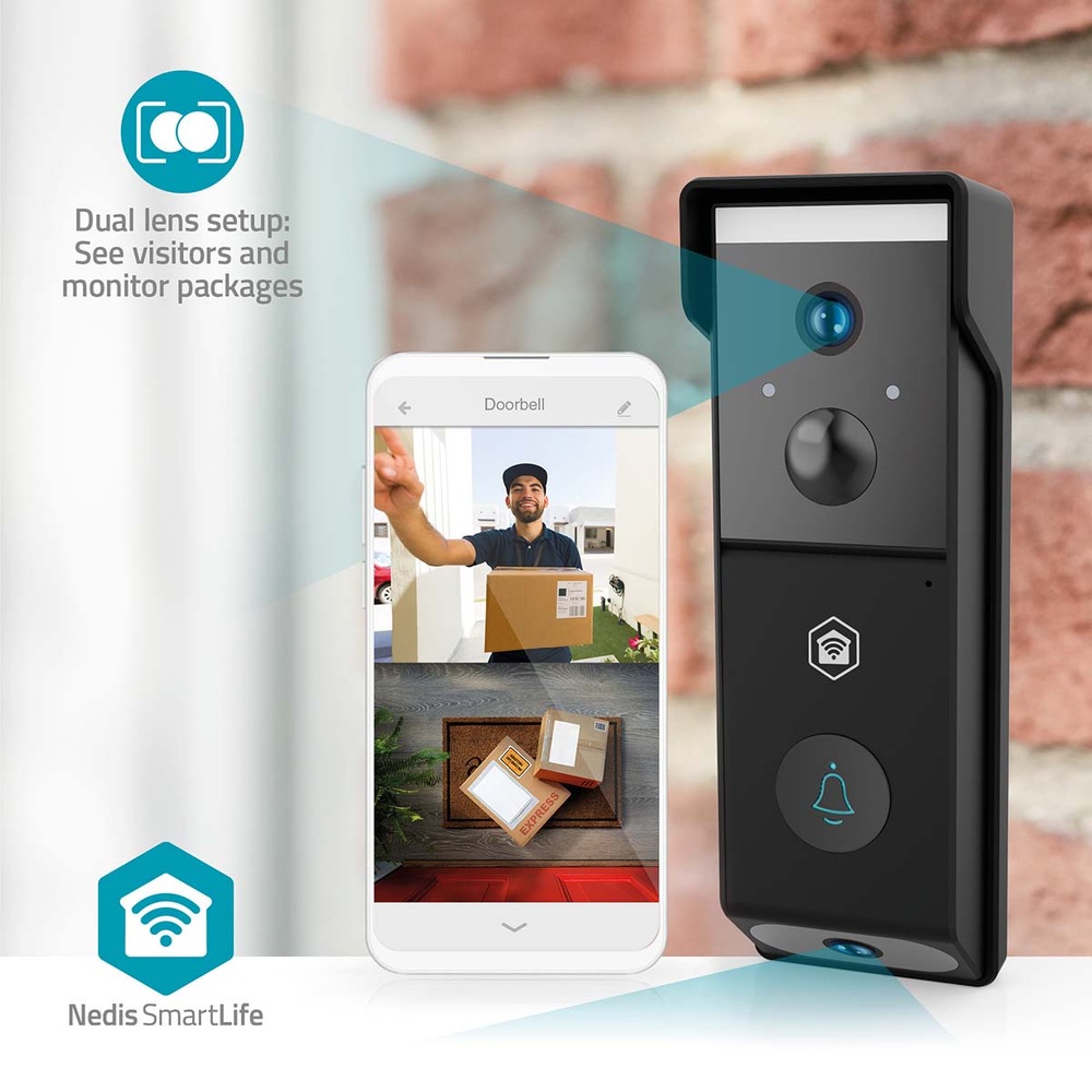 Videozvonček Nedis SmartLife WIFICDP31BK čierny Videozvonček Nedis SmartLife WIFICDP31BK umožňuje komunikovať na diaľku napr. s poštárom