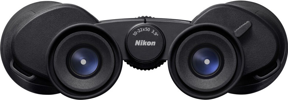 Ďalekohľad Nikon Action Zoom 10-22×50 čierny Detail okulárov a ovládanie zoomu ďalekohľadu Nikon Action Zoom 10–22×50
