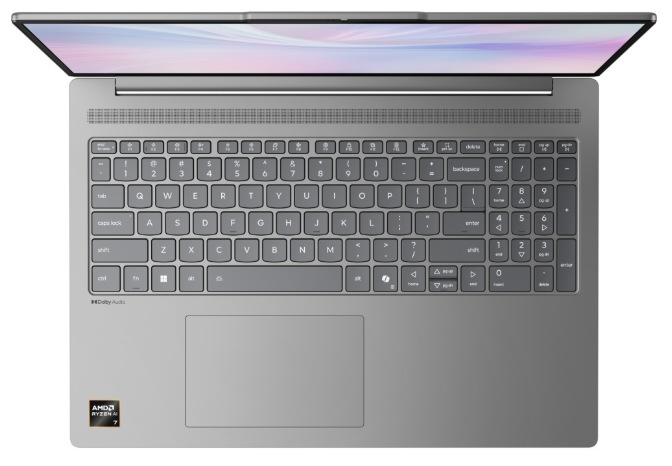 Klávesnica s numerickou časťou a viacdotykový touchpad notebooku Lenovo IdeaPad Slim 5″ width=