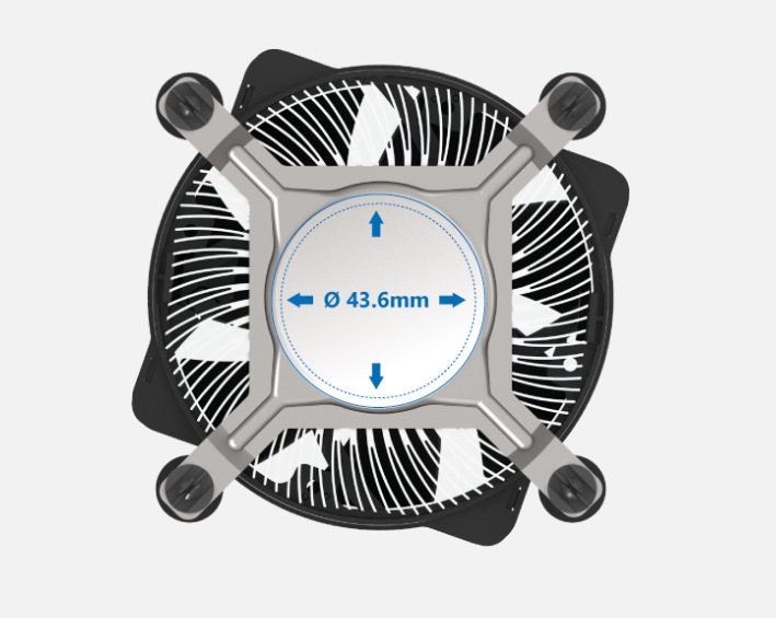 Chladič CPU AKASA Lo-Noise Intel LGA1700 Cooler, 77 W TDP hliník AKASA Lo-Noise Intel LGA1700 Cooler ponúka optimalizovaný design
